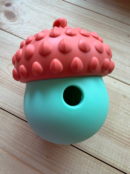 Blue & Orange Acorn Treat Dispenser & Enrichment Dog Toy
