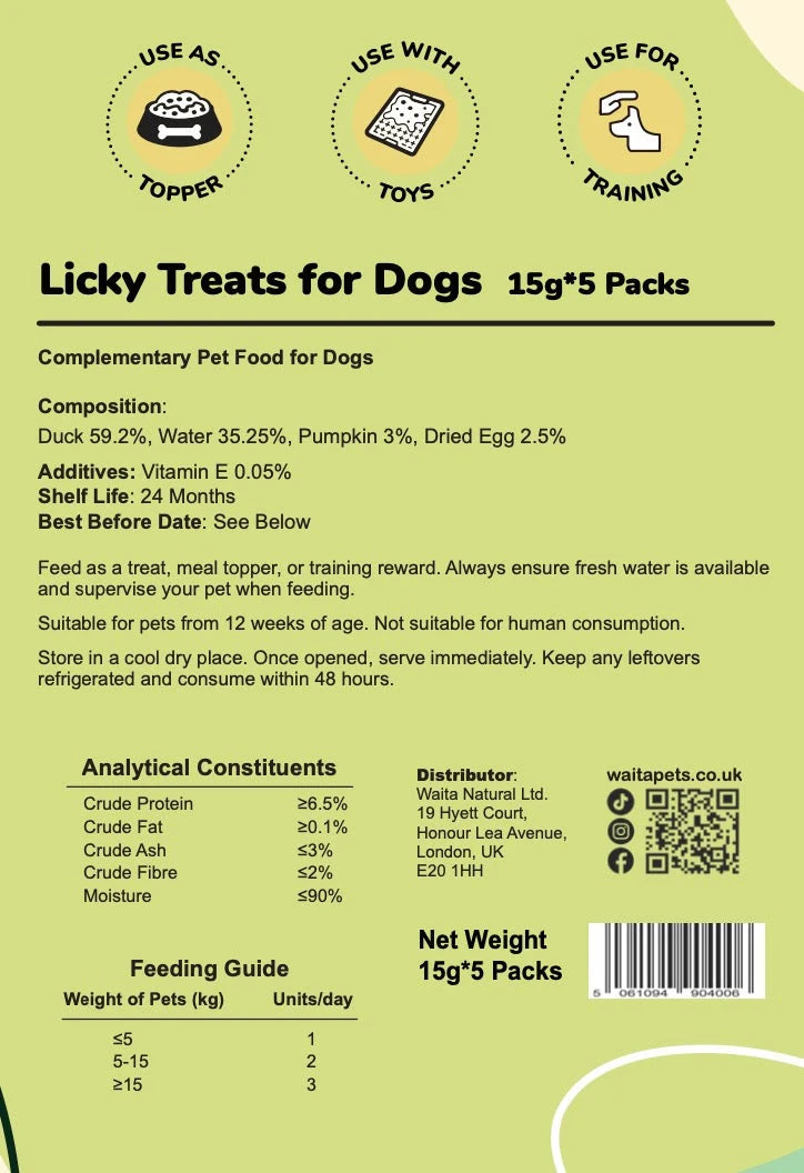 Waita Duck & Pumpkin Licky Treats 5 x 15g