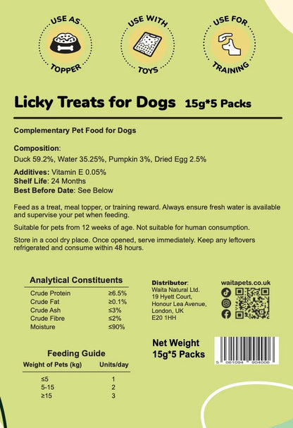 Waita Duck & Pumpkin Licky Treats 5 x 15g